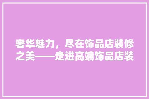 奢华魅力，尽在饰品店装修之美——走进高端饰品店装修设计赏析