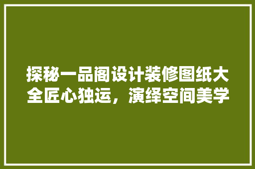 探秘一品阁设计装修图纸大全匠心独运，演绎空间美学