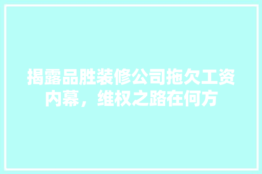 揭露品胜装修公司拖欠工资内幕，维权之路在何方