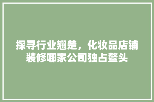 探寻行业翘楚，化妆品店铺装修哪家公司独占鳌头