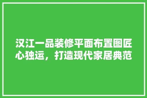 汉江一品装修平面布置图匠心独运，打造现代家居典范