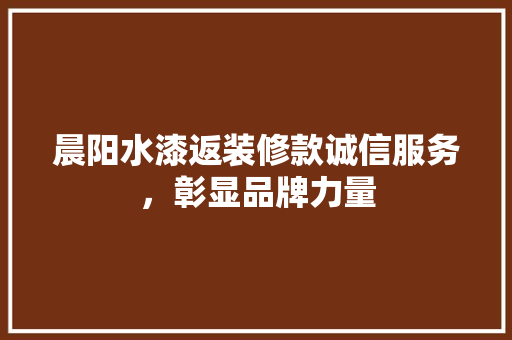 晨阳水漆返装修款诚信服务，彰显品牌力量