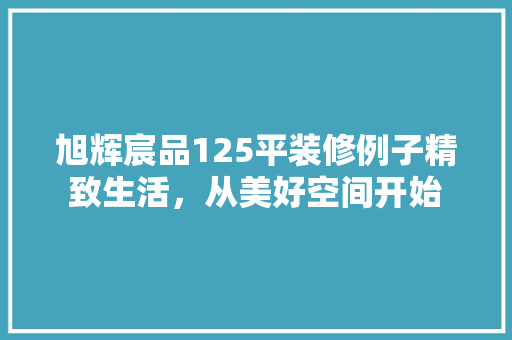 旭辉宸品125平装修例子精致生活，从美好空间开始