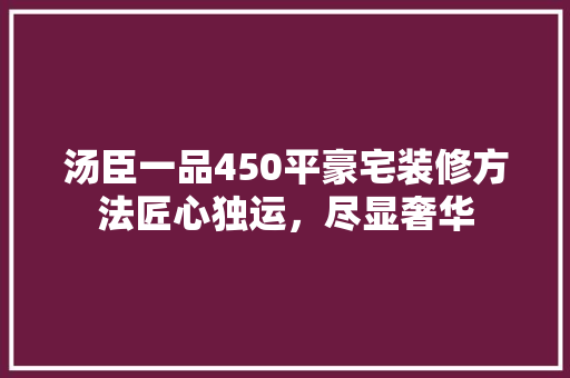 汤臣一品450平豪宅装修方法匠心独运，尽显奢华