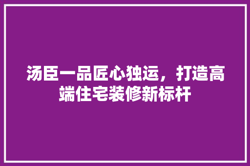汤臣一品匠心独运，打造高端住宅装修新标杆