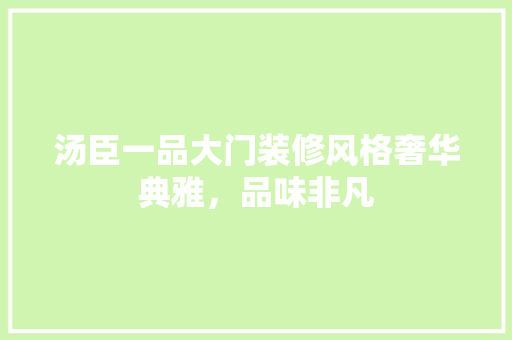 汤臣一品大门装修风格奢华典雅，品味非凡