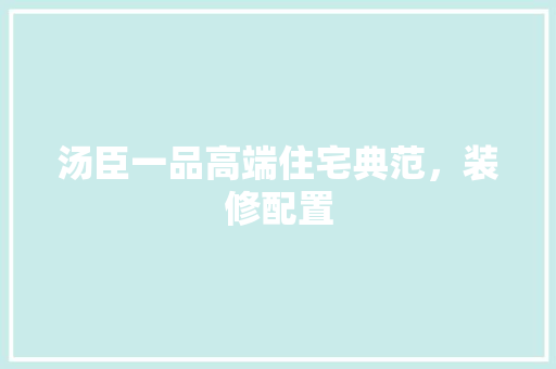 汤臣一品高端住宅典范，装修配置