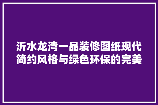 沂水龙湾一品装修图纸现代简约风格与绿色环保的完美融合
