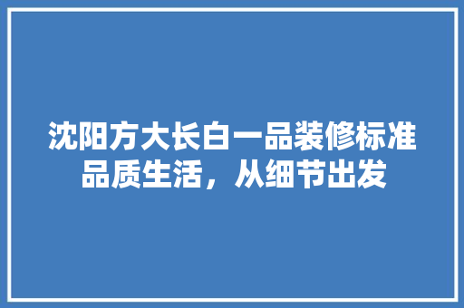 沈阳方大长白一品装修标准品质生活，从细节出发