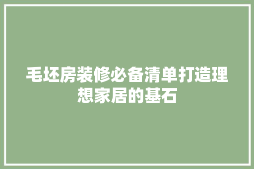 毛坯房装修必备清单打造理想家居的基石