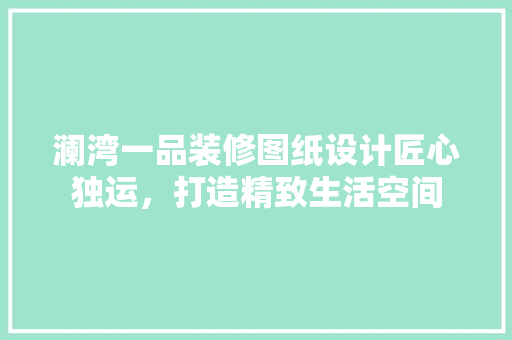 澜湾一品装修图纸设计匠心独运，打造精致生活空间