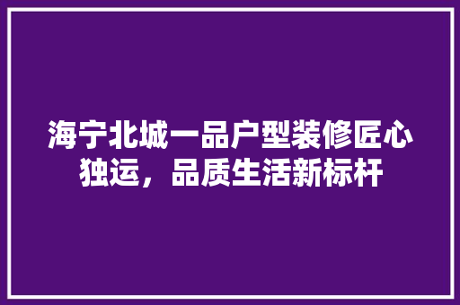 海宁北城一品户型装修匠心独运，品质生活新标杆