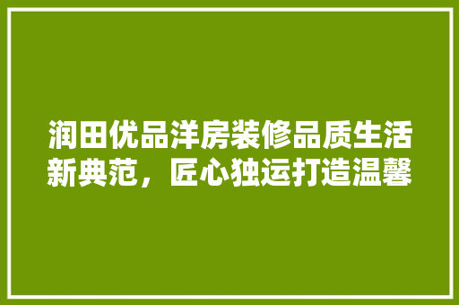 润田优品洋房装修品质生活新典范，匠心独运打造温馨家园