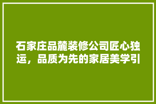 石家庄品麓装修公司匠心独运，品质为先的家居美学引领者