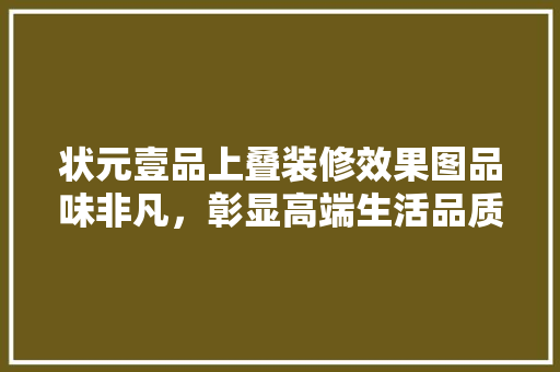 状元壹品上叠装修效果图品味非凡，彰显高端生活品质