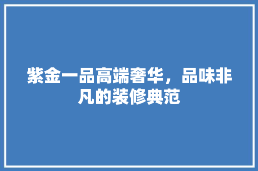 紫金一品高端奢华，品味非凡的装修典范