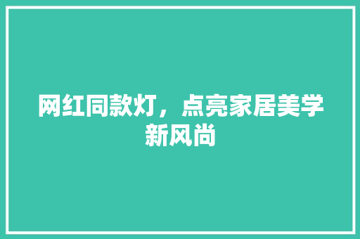 网红同款灯，点亮家居美学新风尚  第1张