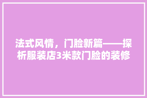 法式风情，门脸新篇——探析服装店3米款门脸的装修艺术
