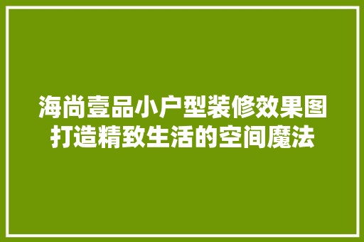 海尚壹品小户型装修效果图打造精致生活的空间魔法