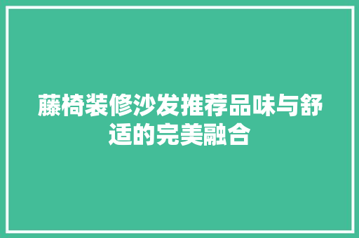 藤椅装修沙发推荐品味与舒适的完美融合