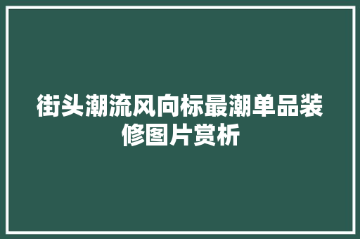 街头潮流风向标最潮单品装修图片赏析