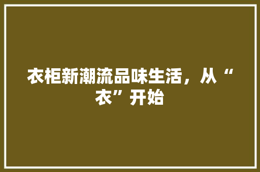 衣柜新潮流品味生活，从“衣”开始