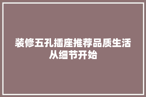 装修五孔插座推荐品质生活从细节开始