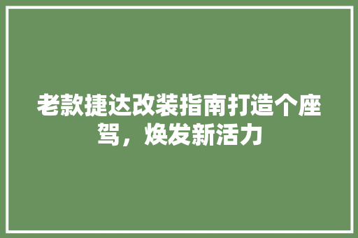 老款捷达改装指南打造个座驾，焕发新活力