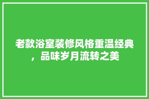 老款浴室装修风格重温经典，品味岁月流转之美