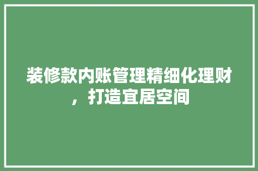 装修款内账管理精细化理财，打造宜居空间