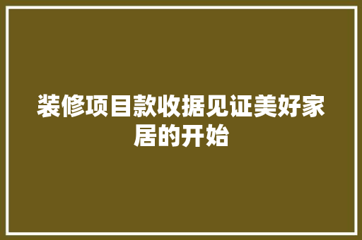 装修项目款收据见证美好家居的开始