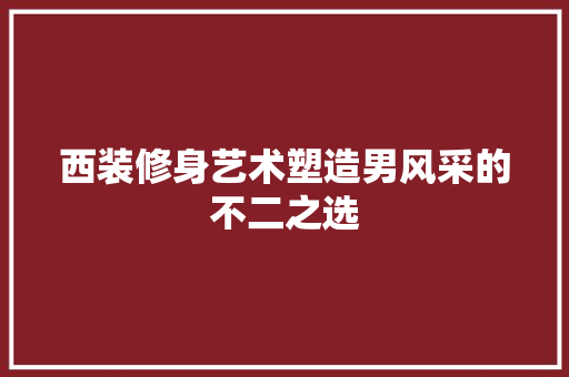 西装修身艺术塑造男风采的不二之选