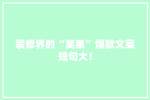装修界的“笑果”爆款文案短句大！