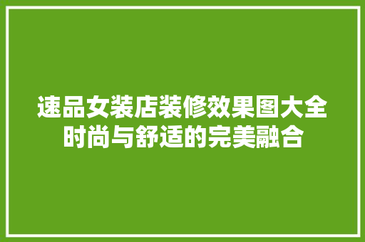速品女装店装修效果图大全时尚与舒适的完美融合