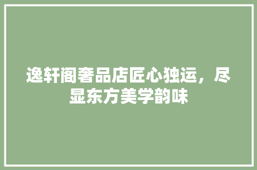 逸轩阁奢品店匠心独运，尽显东方美学韵味