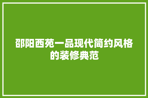 邵阳西苑一品现代简约风格的装修典范