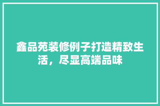 鑫品苑装修例子打造精致生活，尽显高端品味