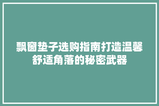 飘窗垫子选购指南打造温馨舒适角落的秘密武器