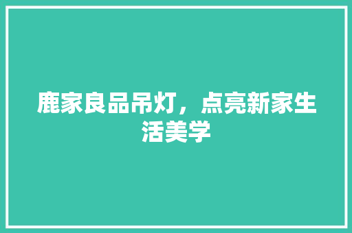 鹿家良品吊灯，点亮新家生活美学