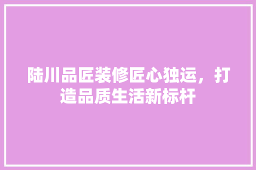 陆川品匠装修匠心独运，打造品质生活新标杆