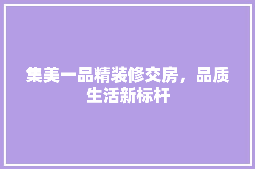 集美一品精装修交房，品质生活新标杆
