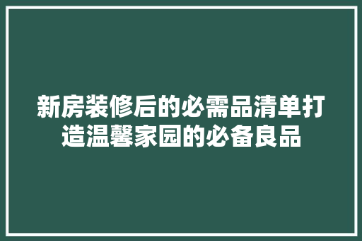 新房装修后的必需品清单打造温馨家园的必备良品