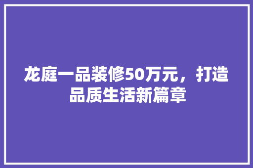 龙庭一品装修50万元，打造品质生活新篇章