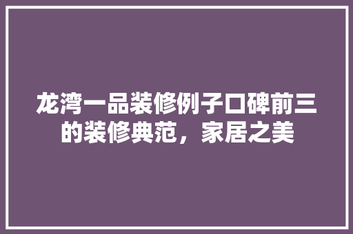龙湾一品装修例子口碑前三的装修典范，家居之美