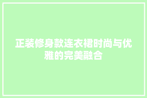 正装修身款连衣裙时尚与优雅的完美融合