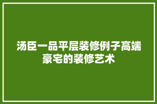 汤臣一品平层装修例子高端豪宅的装修艺术