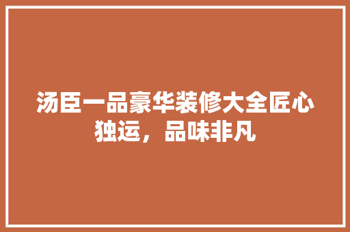 汤臣一品豪华装修大全匠心独运，品味非凡