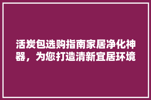 活炭包选购指南家居净化神器，为您打造清新宜居环境