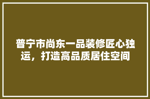 普宁市尚东一品装修匠心独运，打造高品质居住空间