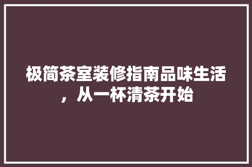极简茶室装修指南品味生活，从一杯清茶开始